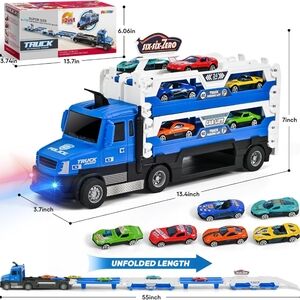 Moontoy Truck Racetrack Carrier Election Car Storage Kids 55" Foldable Hauler
